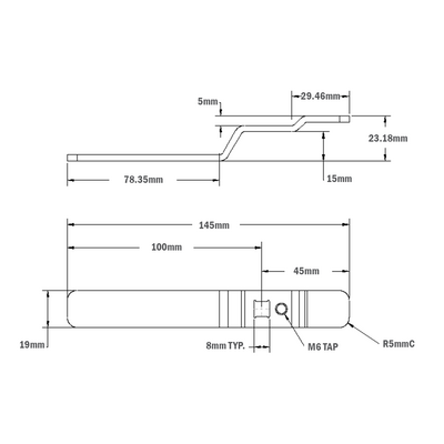 50-100-1 MODULAR SOLUTIONS HANDLE PART EGRESS SAFETY HANDLE WITH INTEGRATED CAM LATCH (-5 OFFSET) W/ SET SCREW